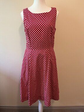 VTG 90s JACKPOT Denmark Fit & Flare Retro Polka Dot Dress - EU36 6 M - Red White